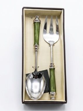 Stylish Green and Silver Serving Utensil Set